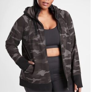Athleta Triumph Printed Camo Hoodie Sweatshirt Jacket Size 2X
